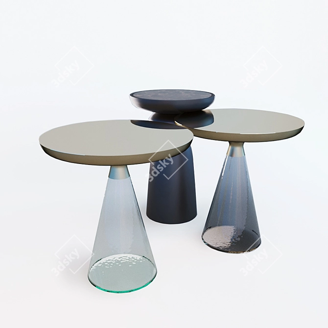 Elegante Glass Side Tables 3D model image 1