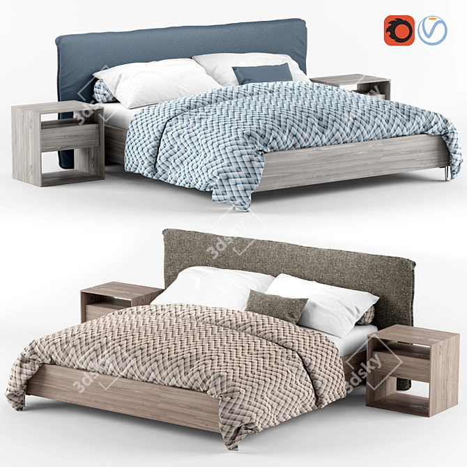 Modern Bed by Moller Design 3D model image 1