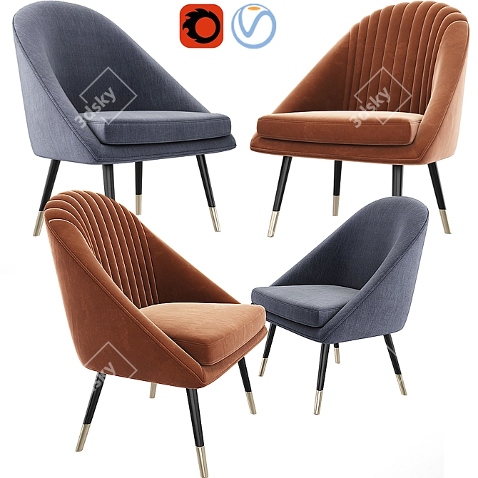 Cult Audrey Tub Chair Set: Chic and Comfortable 3D model image 1