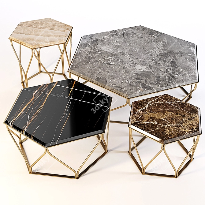 Modern Hexagonal Marble Coffee Table: Susanne by Ulivi Salotti 3D model image 1