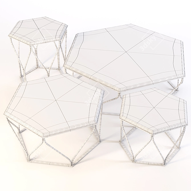 Modern Hexagonal Marble Coffee Table: Susanne by Ulivi Salotti 3D model image 2