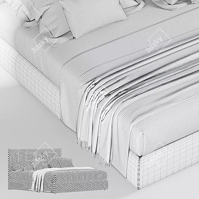 Flou Koi Bed: Sleek Elegance & Supreme Comfort 3D model image 3