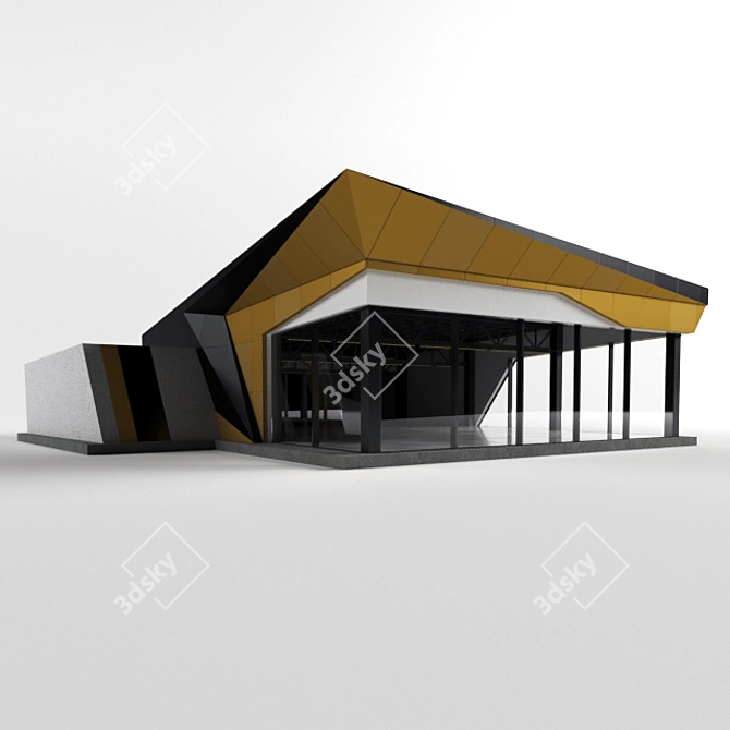 Sleek Steel and Glass Showcase 3D model image 1