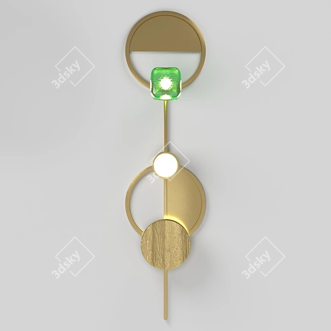 Modern Brass Wall Light: Shield D 3D model image 1