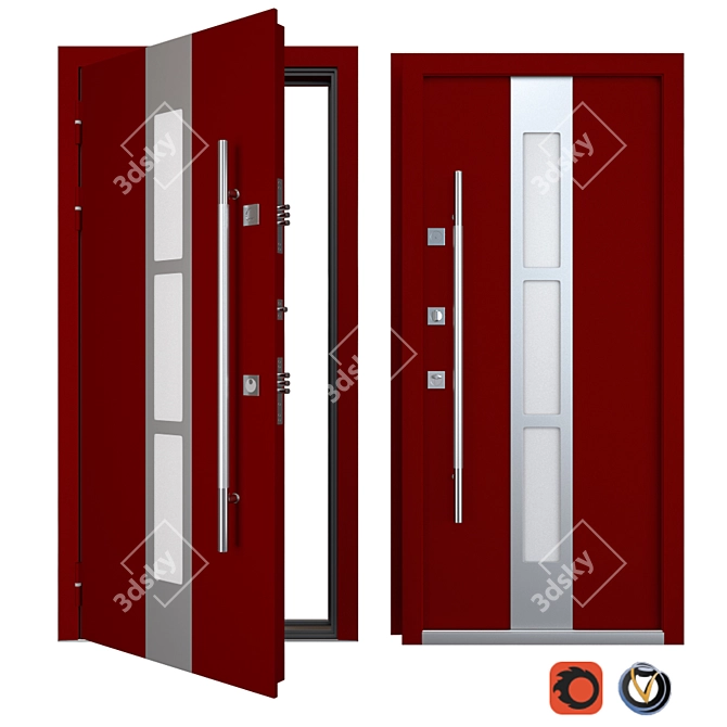 Premium Inox S-9 Entrance Door 3D model image 1