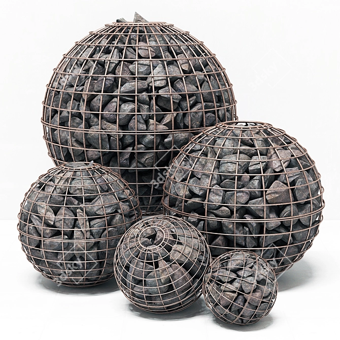 Rocky Stone Gabion Sphere - 3D Model 3D model image 1