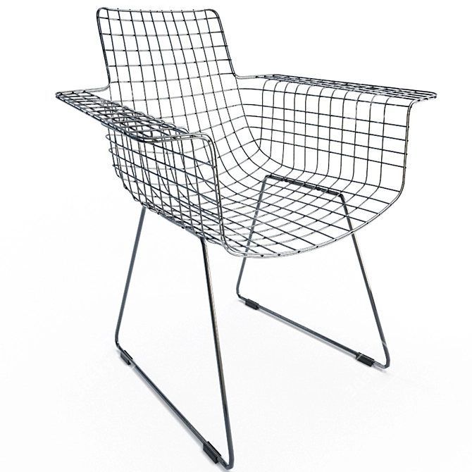 Black Wire Mesh Chair: Modern 3D Metal Furniture 3D model image 1