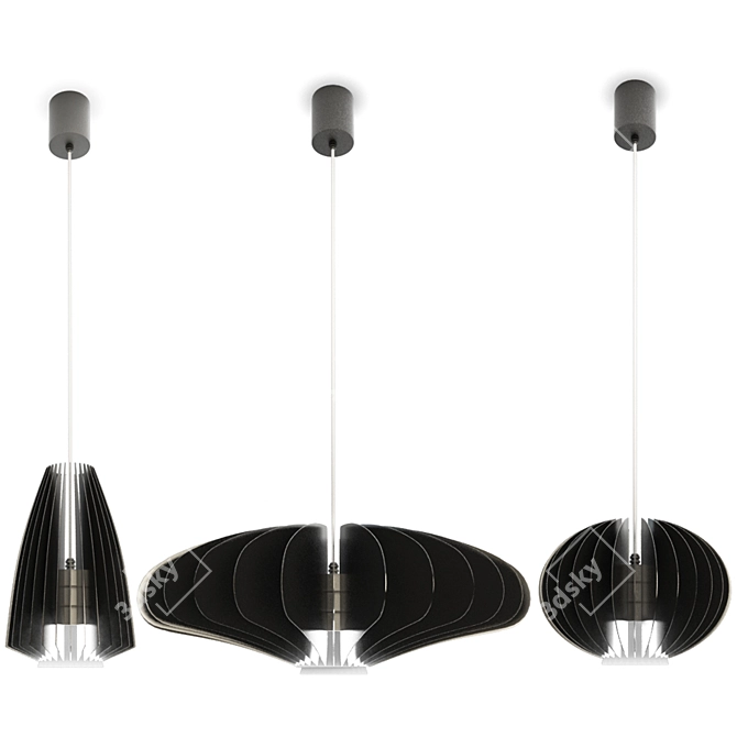 Blume Black Pendant Set: Modern 3D Lighting 3D model image 1