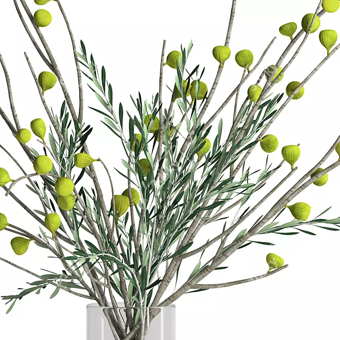 Elegant Fig & Olive Branches: Realistic Texture & Detailed Design 3D model image 2