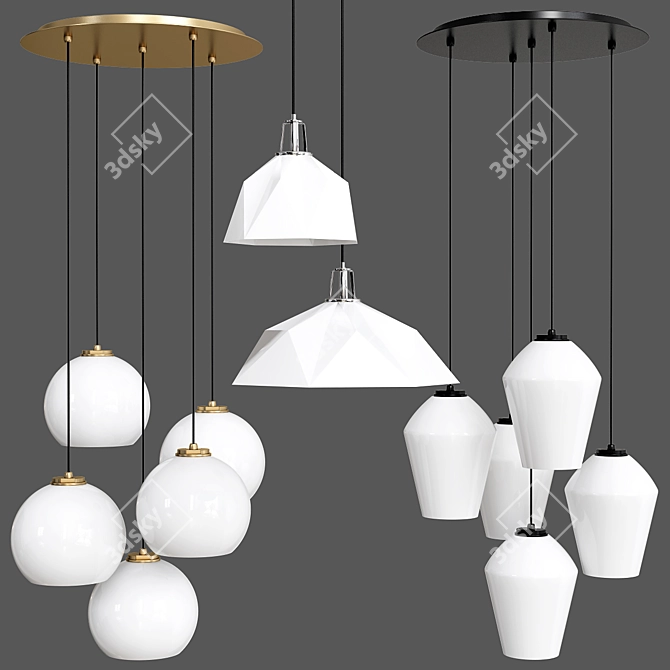 Elegant Pendant Chandeliers 3D model image 1