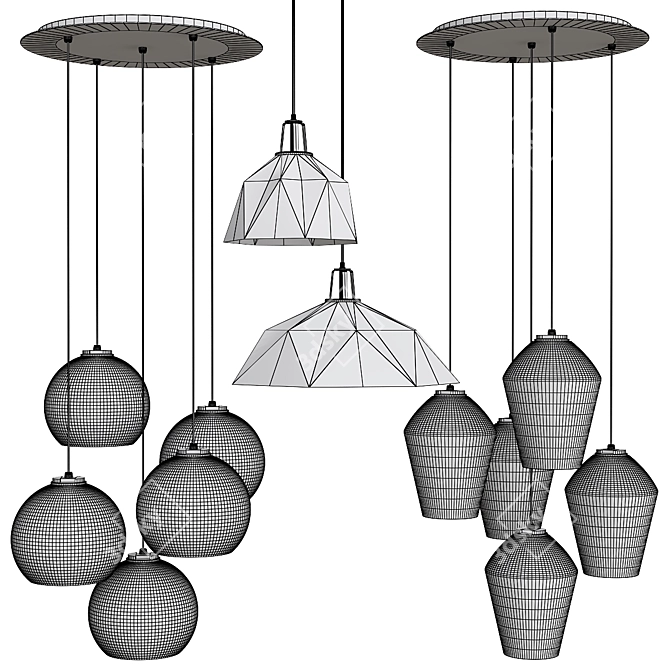 Elegant Pendant Chandeliers 3D model image 3