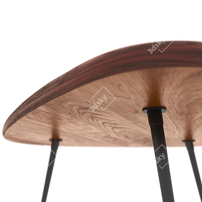 Minimalist Wood and Metal Coffee Table 3D model image 2