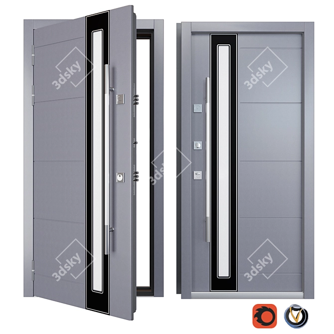 Sleek Inox S-11 Steel Door 3D model image 1