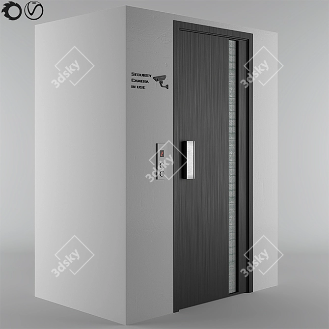 Vintage Glass Elevator Door 3D model image 1