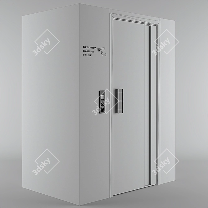 Vintage Glass Elevator Door 3D model image 2