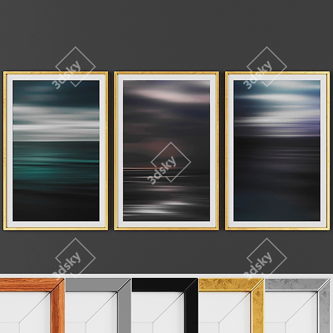 Modern 3-Piece Picture Set: 5 Frame Options 3D model image 1