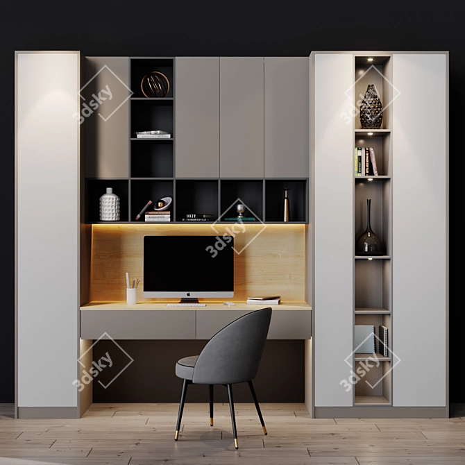 Sleek Workplace Storage 3D model image 1