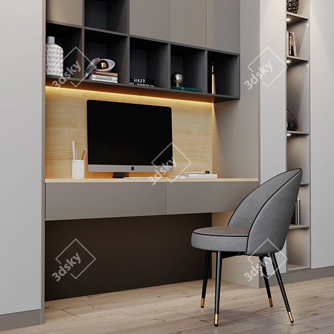 Sleek Workplace Storage 3D model image 2