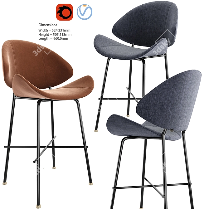 Elegant Cheri Bar Stool 3D model image 1