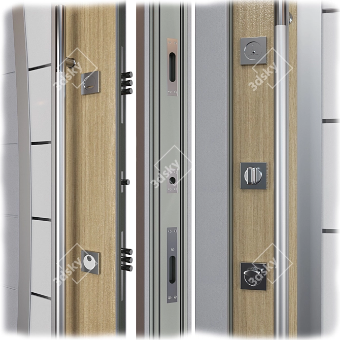 Stylish Inox S-13 Metal Door 3D model image 2