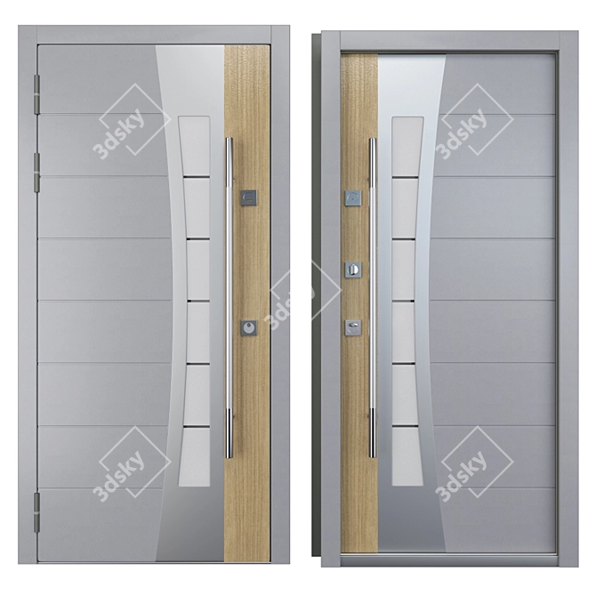 Stylish Inox S-13 Metal Door 3D model image 3