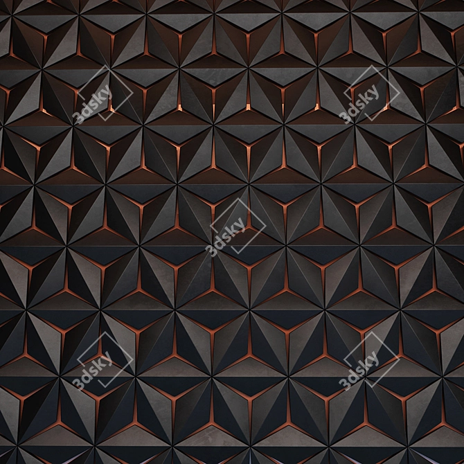 Sleek Black Hexagon 3D Panels 3D model image 1