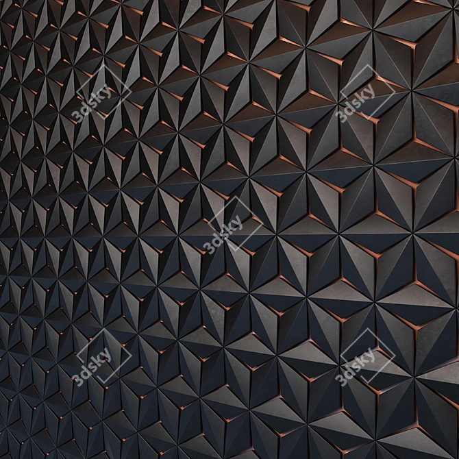 Sleek Black Hexagon 3D Panels 3D model image 2
