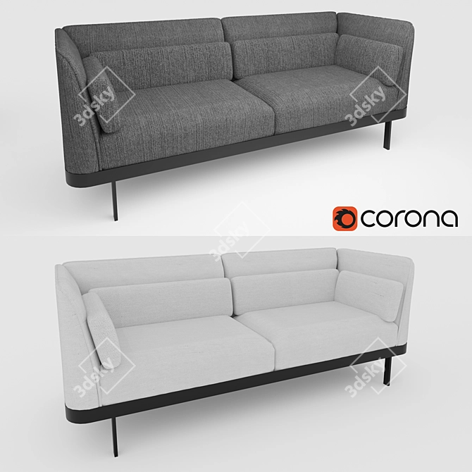 Luna Modern Velvet Sofa: Stylish Comfort 3D model image 1