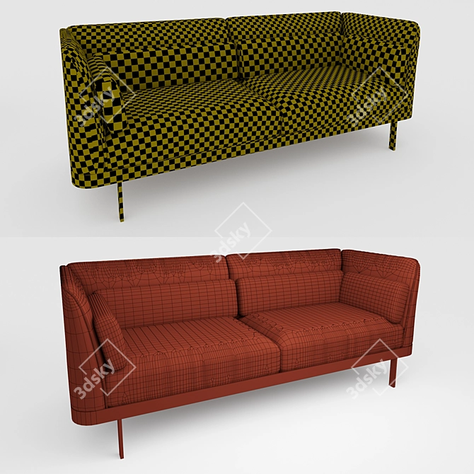 Luna Modern Velvet Sofa: Stylish Comfort 3D model image 2