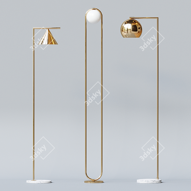 Modern Loft Concept Floor Lamp Set 3D model image 1