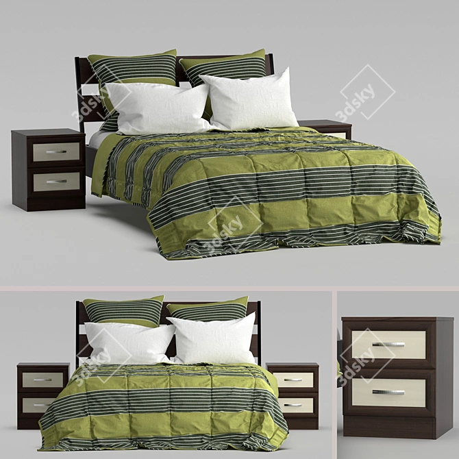 Title: IKEA Trisil Bed Set 3D model image 1