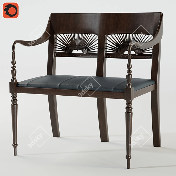 Handcrafted Ethnic Chair 3D model image 2