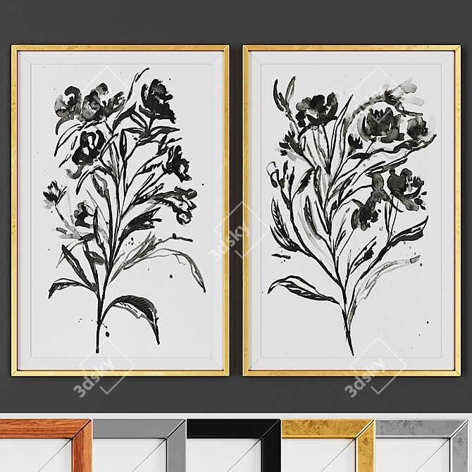 Modern Picture Frame Set - 2 Prints, 5 Frame Options 3D model image 1