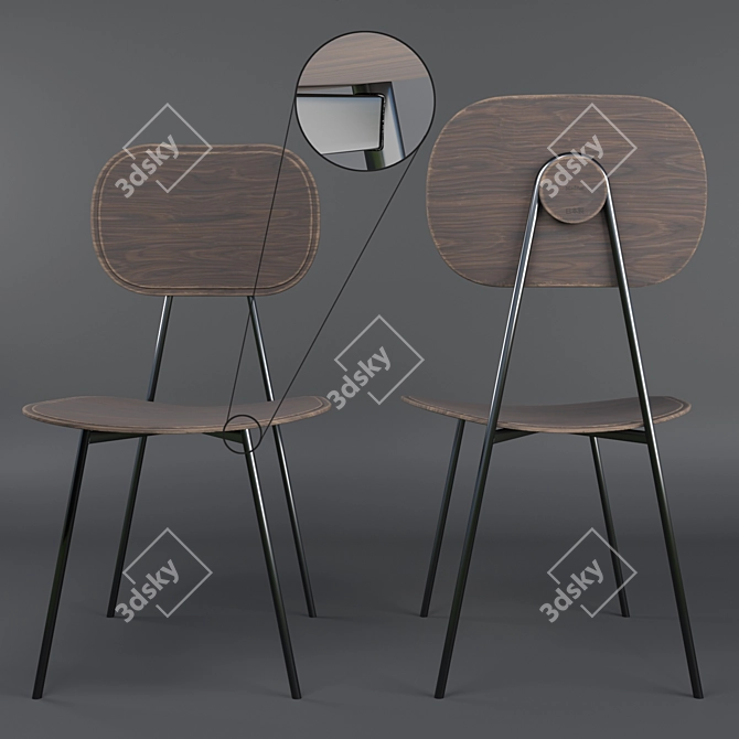 Sleek Technopolymer Chair 3D model image 1