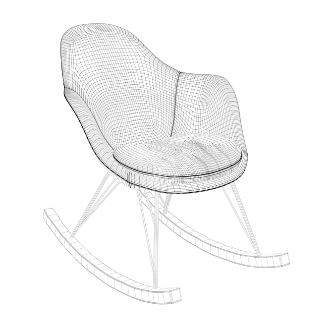 Vintage Rocking Chair - Be Pure Home 3D model image 3