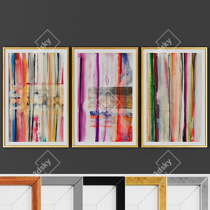 Modern Picture Frame Set - 3 Options 3D model image 1