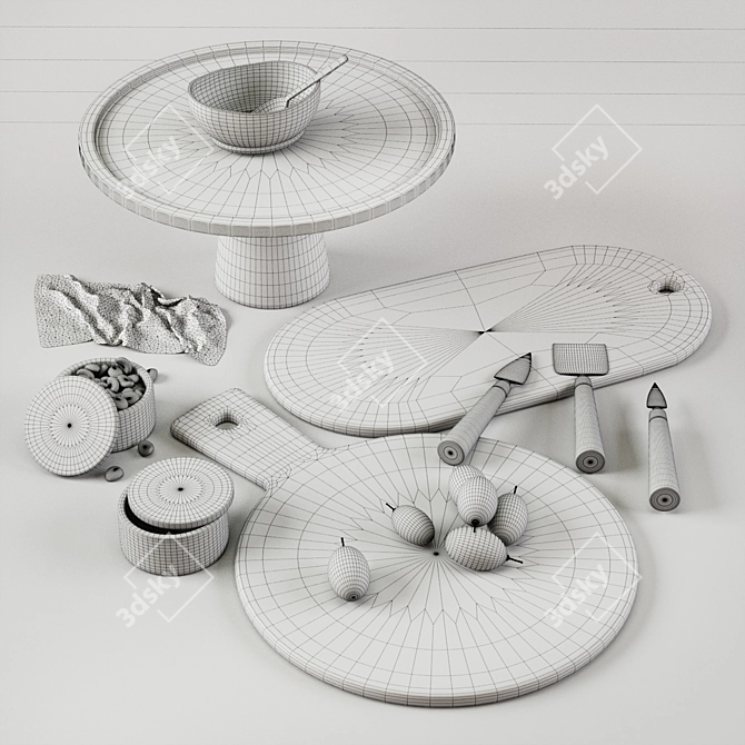 Elegant Kitchen Decor Set 3D model image 3