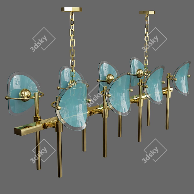 Turquoise Lily Glass Pendant 3D model image 1