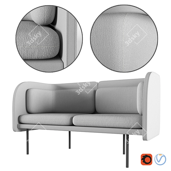 SoundWave Sofa: Modern Acoustic Seating 3D model image 2