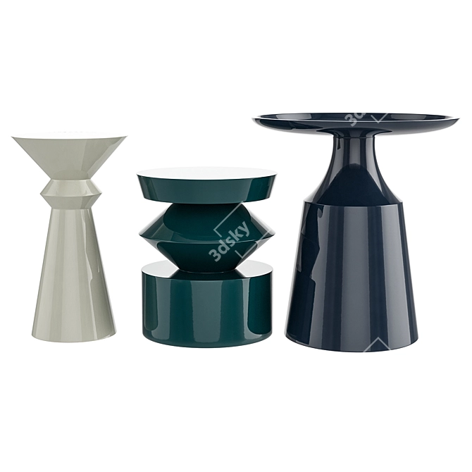 Modern Trio Lacquer Side Table Set 3D model image 1