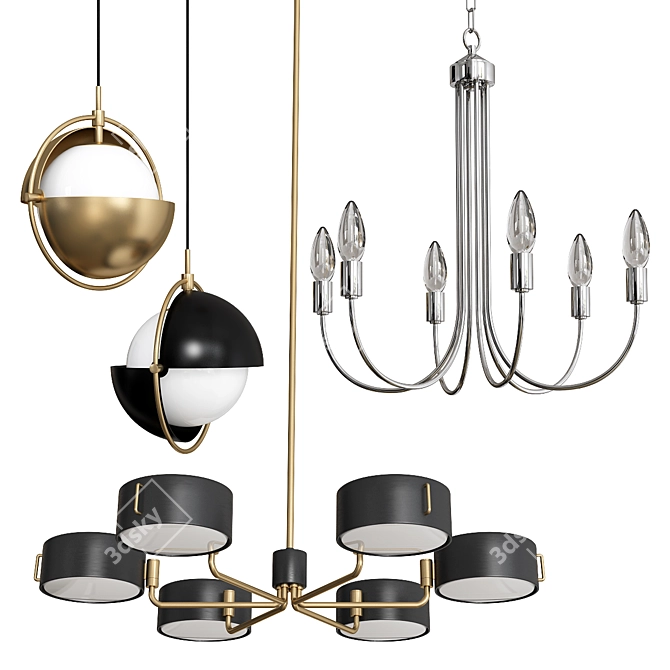 Elegant Pendant Chandeliers 3D model image 1