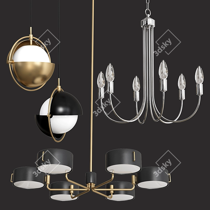 Elegant Pendant Chandeliers 3D model image 2