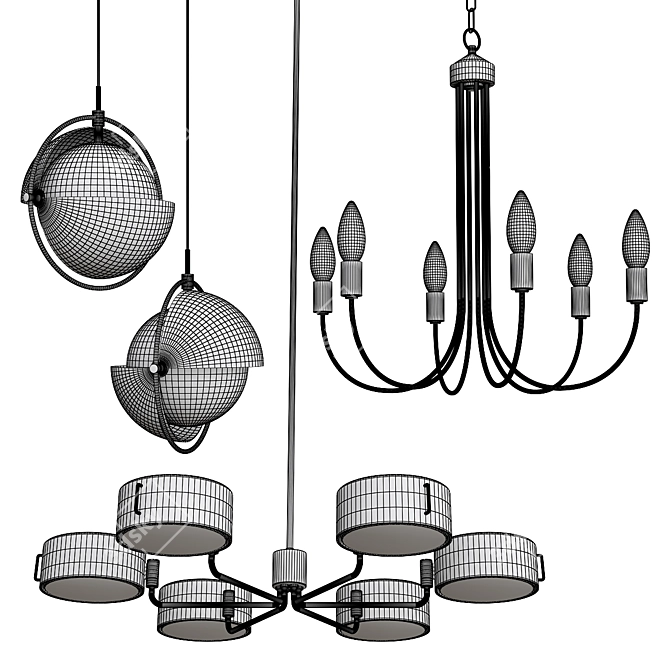 Elegant Pendant Chandeliers 3D model image 3