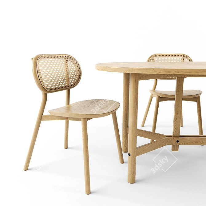 Elegant Cane Chair & Arch Table Set 3D model image 3