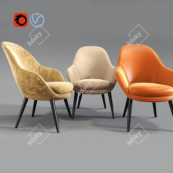 Contemporary Beige Armchair 3D model image 2