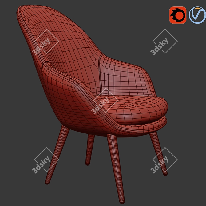 Contemporary Beige Armchair 3D model image 3