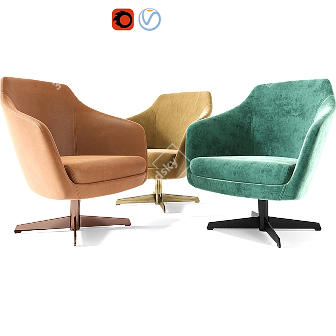 Folha Armchair: Modern Elegance for Your Space 3D model image 2