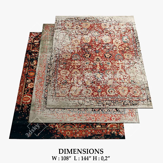 Erased Heritage Bidjar Rugs 3D model image 1