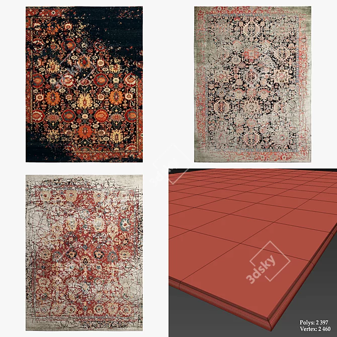 Erased Heritage Bidjar Rugs 3D model image 2