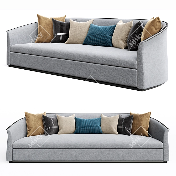 Modern 2-Seater Sofa: 2600mm length, 920mm width, 745mm height 3D model image 1